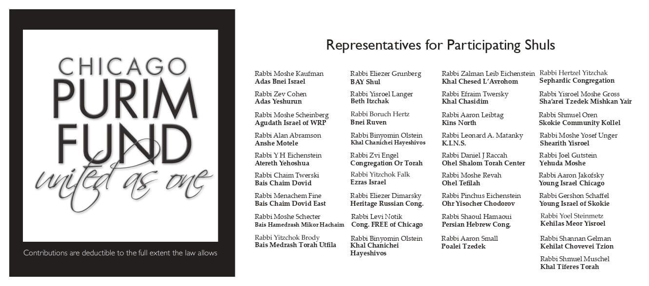 Representatives for participating Shuls — page 1